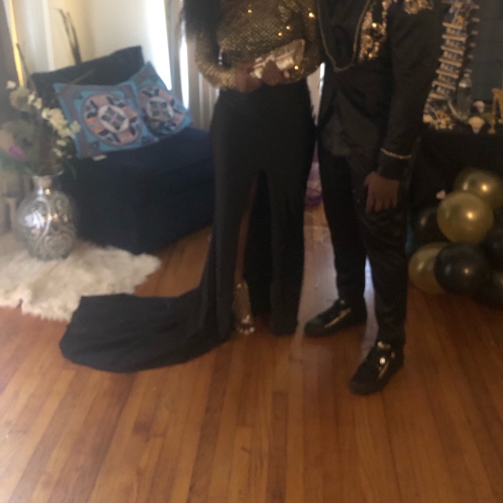 Black and Gold Prom Dress